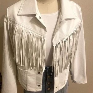 White leather fringe shacket - Dressed in LaLa